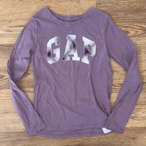 GAP Kids Purple Long Sleeve Graphic Plaid Tee